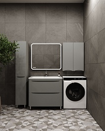 Style Line Тумба с раковиной Бергамо Мини 90 Люкс антискрейтч Plus серая – фотография-3